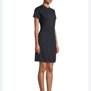 Theory Navy Dolman Window Pane Mini Shift Dress Size P/00-0
